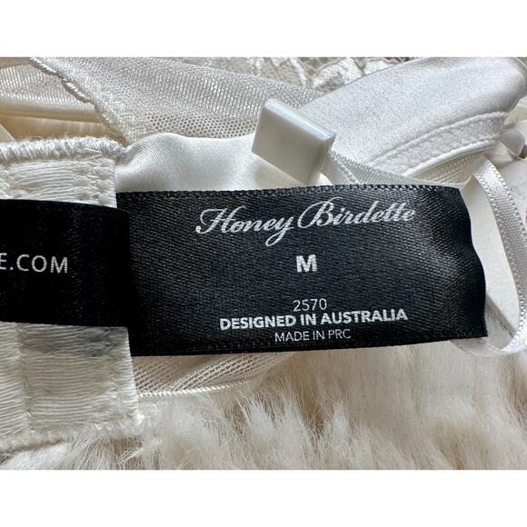 Honey Birdette JESSE JANE🤍 Ivory White Floral Garter Medium - Picture 3 of 3